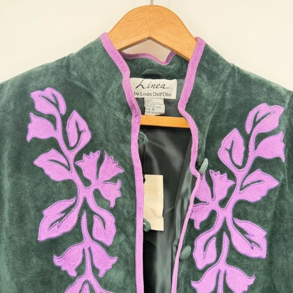 Linea by Louis Dell'Olio Jacket 100% Leather Suede Embroidered Floral NWOT Sz 1X